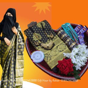 Black new katan saree combo set