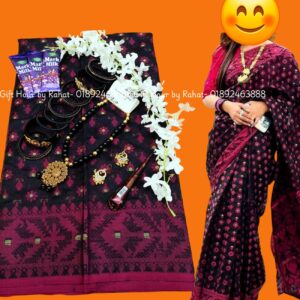 Jamdani Saree combo set Rani jamdani