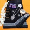 Black katan saree Set