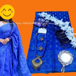 Nil jamdani saree combo