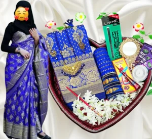 Tangailer katan saree combo . blue color
