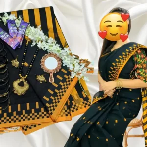 Black katha saree combo package . gift package